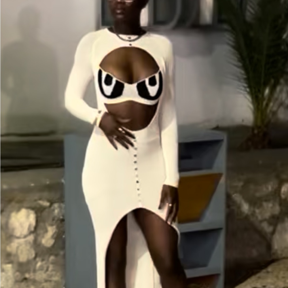 Stylish White Cut-Out Dress